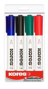 Picture of Kores Bullet Tip White Board Marker Wallet of 4
